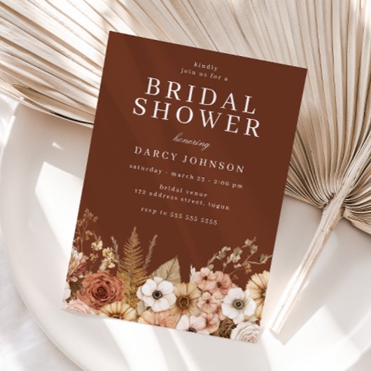 Modern Bohemian Floral Bridal Shower 招待状