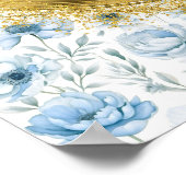 Modern Bohemian Pastel Blue Gold Wedding Tabletop ポスター (角)