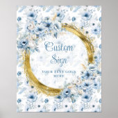 Modern Bohemian Pastel Blue Gold Wedding Tabletop ポスター (正面)