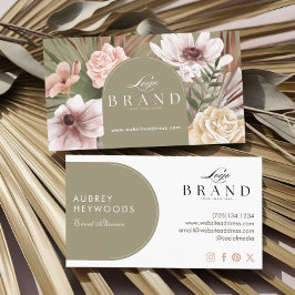 Modern Bohemian Watercolor Boho Florals Arch Logo 名刺