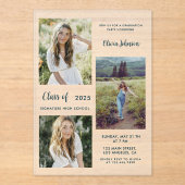 Modern Boho 3 Photo Graduation アクリル招待状 (正面)