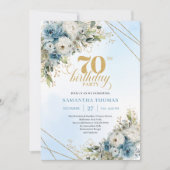 Modern Boho 70th Birthday Floral Invitation 招待状 (正面)