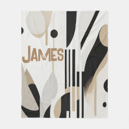 Modern Boho Abstract Beige フリースブランケット