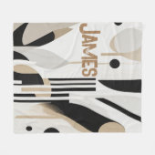 Modern Boho Abstract Beige フリースブランケット (正面(横))
