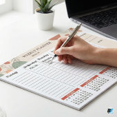 Modern Boho Abstract Botanical Weekly Planner ノートパッド