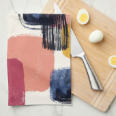 Modern Boho Abstract Brushstroke -Bold Retro Color キッチンタオル (四つ折り)