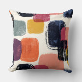 Modern Boho Abstract Brushstroke -Bold Retro Color クッション (正面)