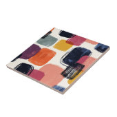 Modern Boho Abstract Brushstroke -Bold Retro Color タイル (側面)