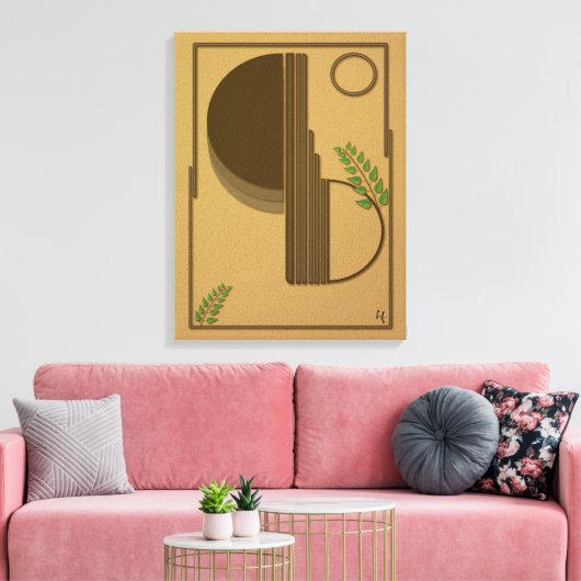 Modern Boho Abstract Wall Art - 3D Textured キャンバスプリント (インサイチュ (リビング))