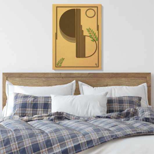 Modern Boho Abstract Wall Art - 3D Textured キャンバスプリント (インサイチュ (寝室))