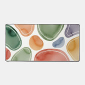 Modern Boho Abstract Watercolor Pebbles デスクマット (正面)