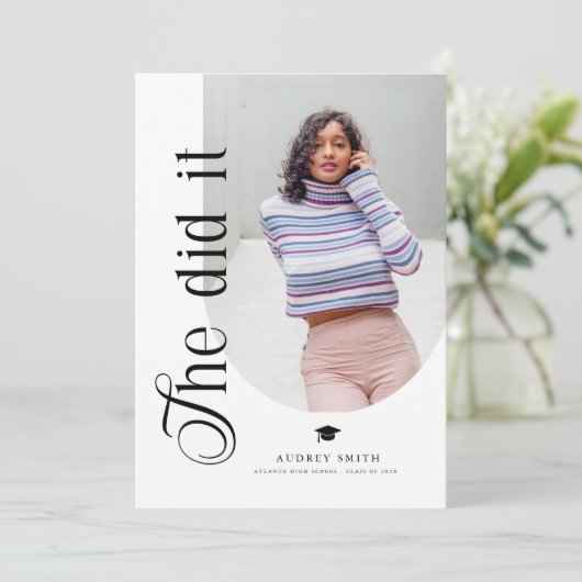 Modern Boho Arch 2 Photos Graduation 招待状 (スタンド正面)