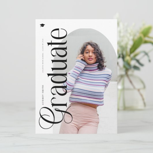 Modern Boho Arch 2 Photos Graduation 招待状 (スタンド正面)