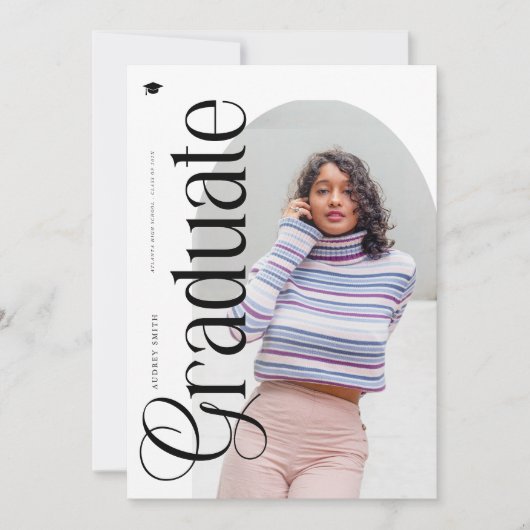 Modern Boho Arch 2 Photos Graduation 招待状 (正面)