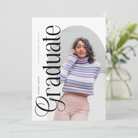 Modern Boho Arch 2 Photos Graduation 招待状 (スタンド正面)