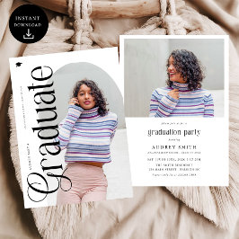 Modern Boho Arch 2 Photos Graduation 招待状