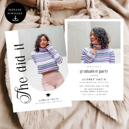 Modern Boho Arch 2 Photos Graduation 招待状