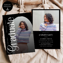 Modern Boho Arch 2 Photos Graduation 招待状