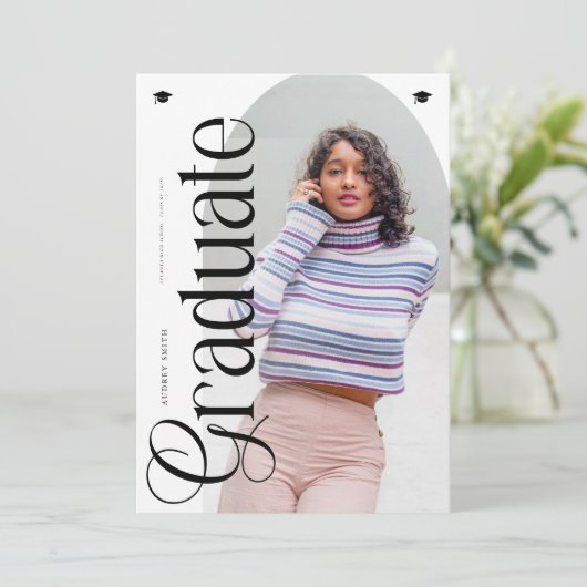 Modern Boho Arch 2 Photos Graduation 招待状 (スタンド正面)