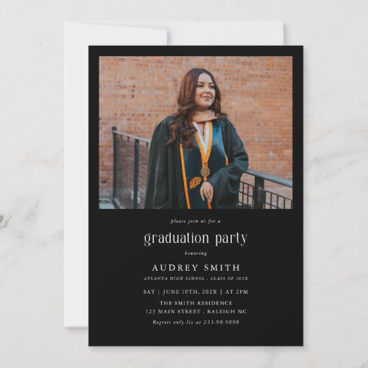 Modern Boho Arch 2 Photos Graduation 招待状 (裏面)