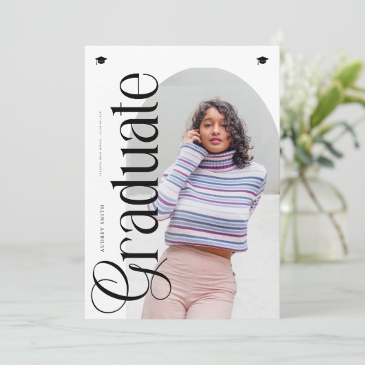 Modern Boho Arch 2 Photos Graduation 招待状 (スタンド正面)