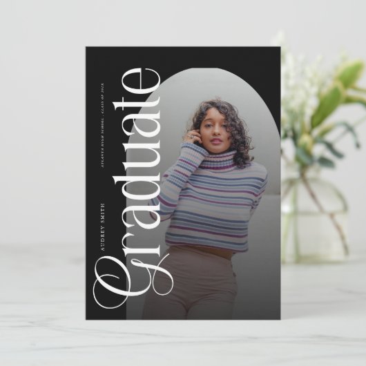 Modern Boho Arch 2 Photos Graduation 招待状 (スタンド正面)