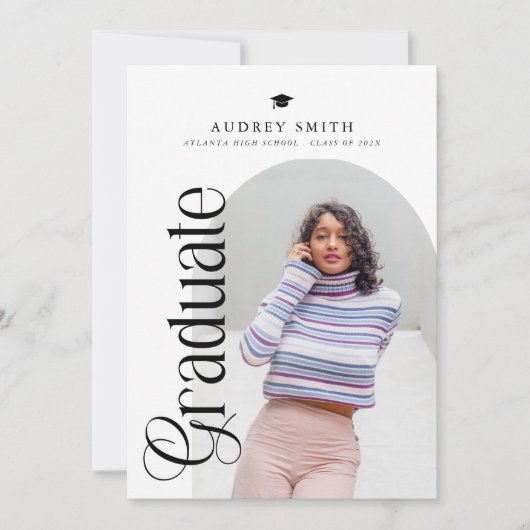 Modern Boho Arch 2 Photos Graduation 招待状 (正面)