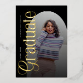 Modern Boho Arch 2 Photos Graduation 箔招待状 (正面)