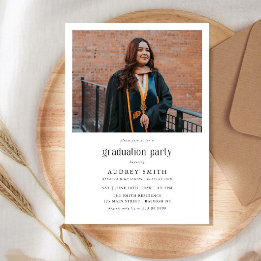 Modern Boho Arch 2 Photos Graduation 箔招待状