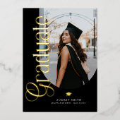 Modern Boho Arch 2 Photos Graduation 箔招待状 (正面)