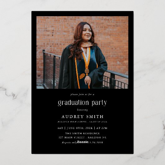 Modern Boho Arch 2 Photos Graduation 箔招待状 (裏面)