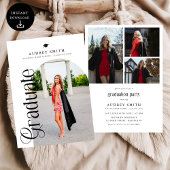 Modern Boho Arch 4 Photos Graduation 招待状