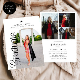 Modern Boho Arch 4 Photos Graduation 招待状