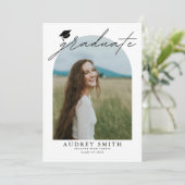Modern Boho Arch 4 Photos Graduation Announcement 案内状 (スタンド正面)