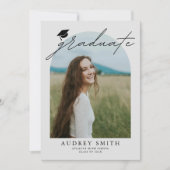Modern Boho Arch 6 Photos Graduation Announcement 招待状 (正面)