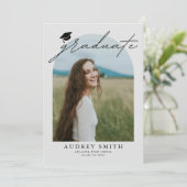 Modern Boho Arch 6 Photos Graduation Announcement 招待状 (スタンド正面)