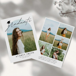 Modern Boho Arch 6 Photos Graduation Announcement 招待状