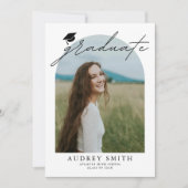 Modern Boho Arch 6 Photos Graduation Announcement 招待状 (正面)