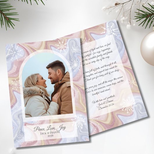 Modern Boho Arch Blue Holiday Greeting Card  シーズンカード