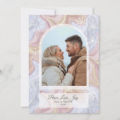 Modern Boho Arch Blue Holiday Greeting Card  シーズンカード (正面)