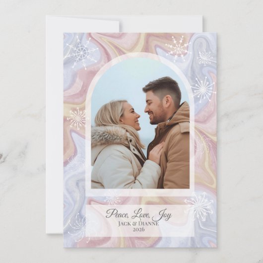 Modern Boho Arch Blue Holiday Greeting Card  シーズンカード (正面)