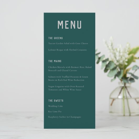 Modern Boho Arch Green Gray Typography Wedding メニュー (スタンド正面)