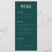 Modern Boho Arch Green Gray Typography Wedding メニュー (正面)