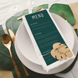 Modern Boho Arch Green Gray Typography Wedding メニュー