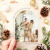 Modern Boho Arch Photo Christmas Card アクリル招待状