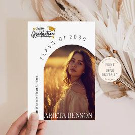 Modern Boho Arch Photo Graduation Announcement  招待状