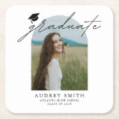 Modern Boho Arch Photo Graduation Party スクエアペーパーコースター (正面)