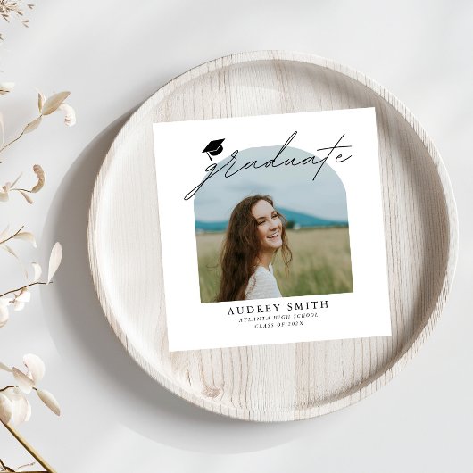 Modern Boho Arch Photo Graduation Party スタンダードカクテルナプキン