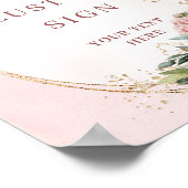 Modern Boho Blush Pink Greenery Custom Sign ポスター (角)