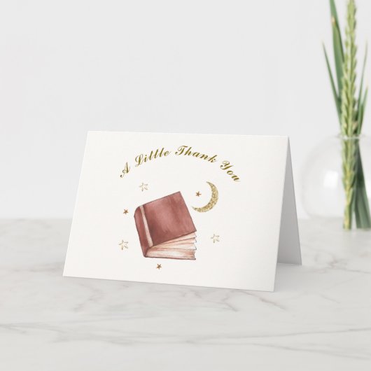 Modern Boho Book Moon Star Baby Shower サンキューカード (正面)